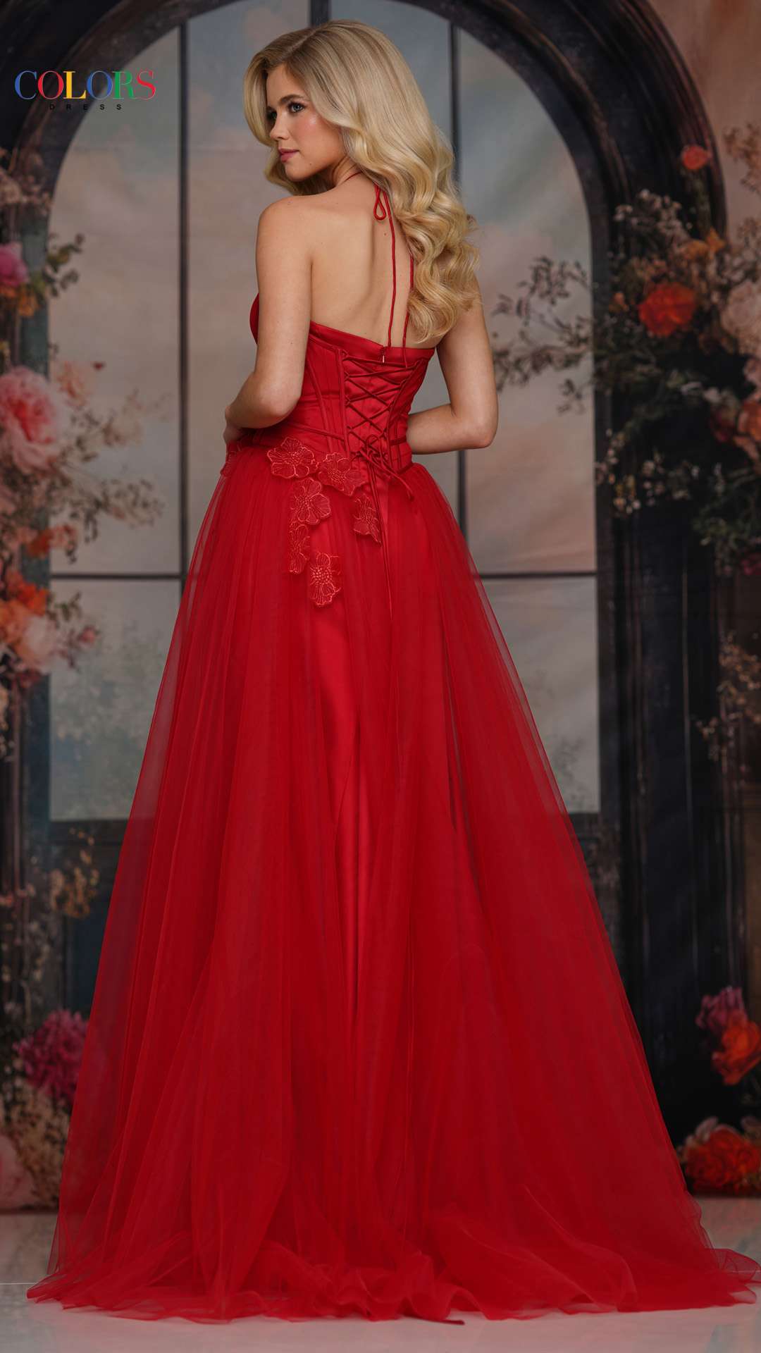 Prom Dresses Long Formal Floral A Line Prom Dress Red
