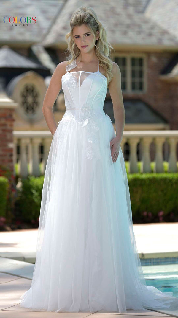 Colors 3796 Floral Long Bridal A Line Wedding Dress