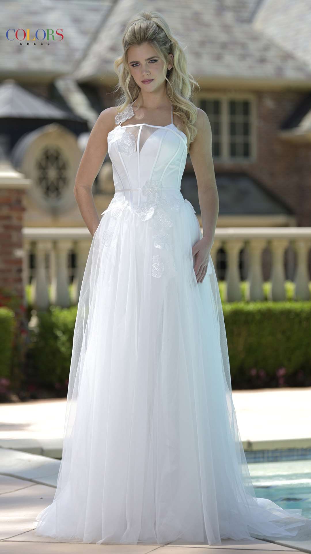 Wedding Dresses 3D Floral Long Bridal A Line Ball Gown Wedding Dress Off White