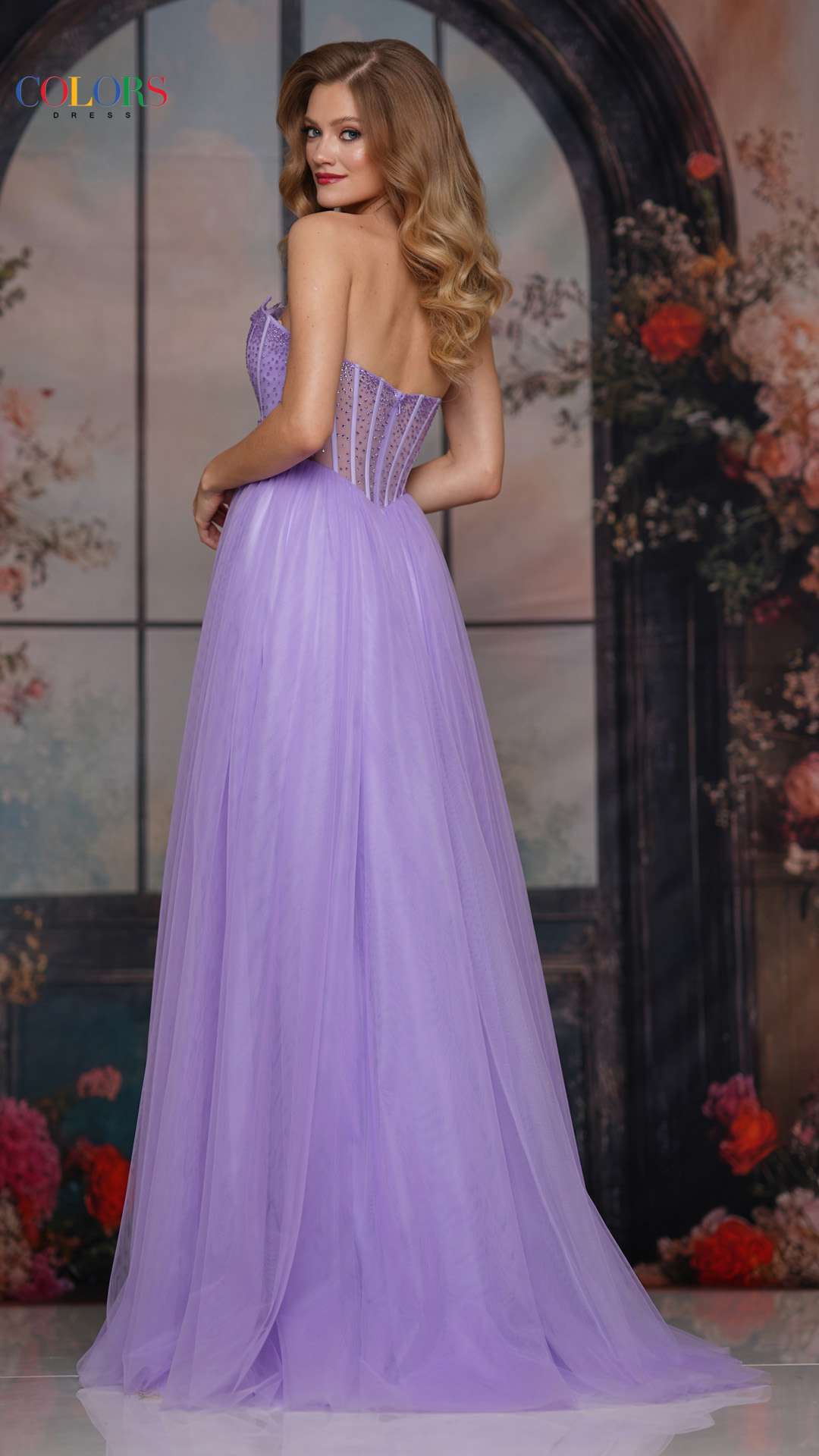 Prom Dresses Long Formal Lace Applique A Line Corset Prom Dress Lavender