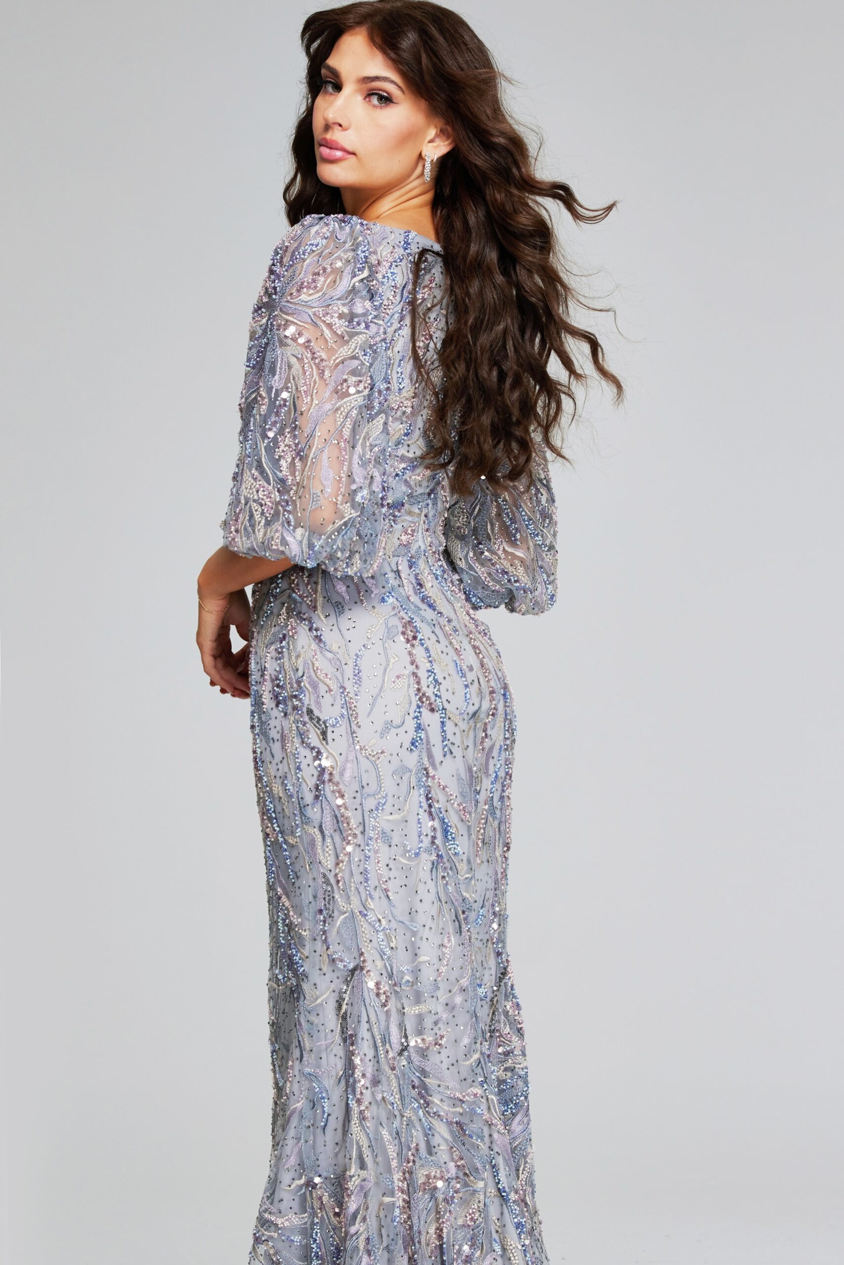 Formal Dresses Long Mermaid Formal Beaded Sequin Evening Dress Grey