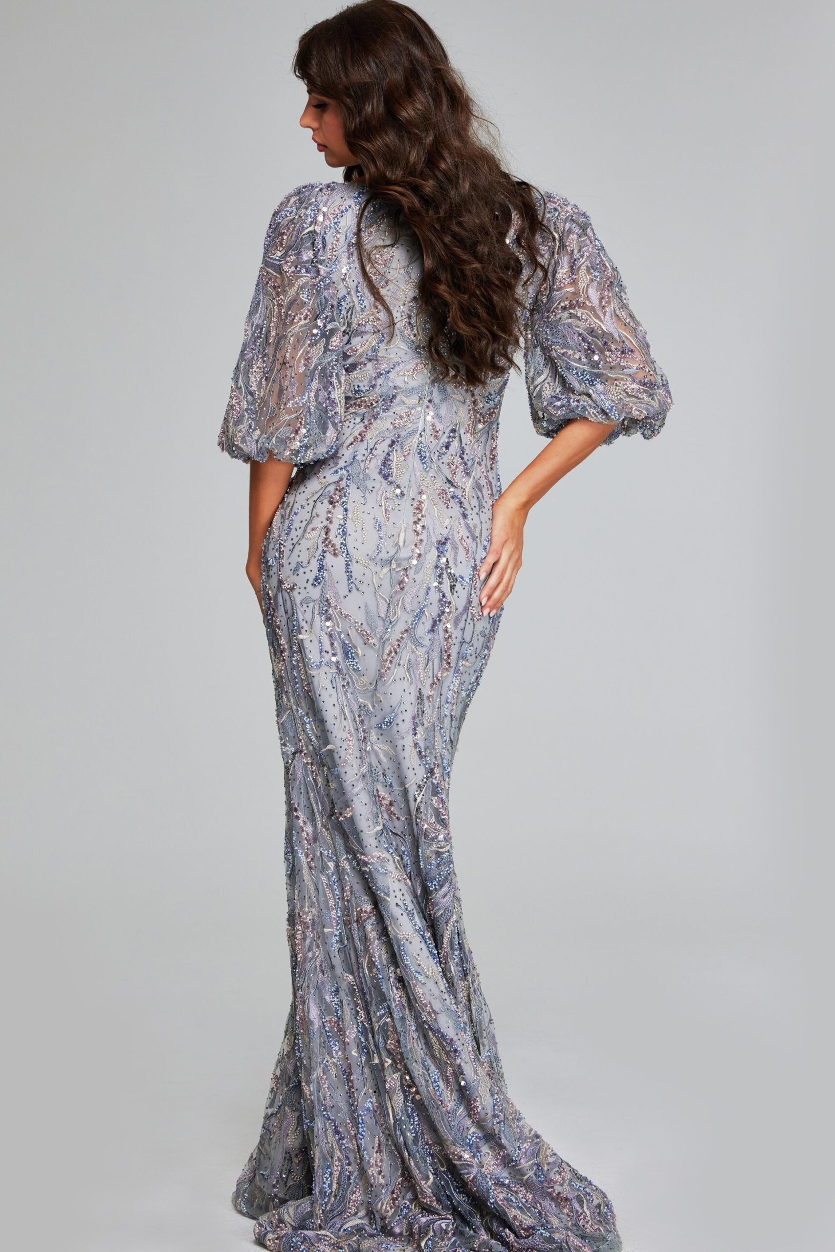Formal Dresses Long Mermaid Formal Beaded Sequin Evening Dress Grey