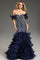 Formal Dresses Prom Long Mermaid Floral Applique Evening Formal Dress Navy
