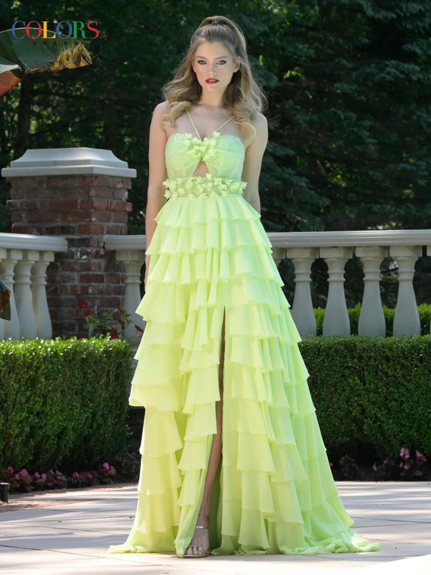 Prom Dresses Floral Long Formal Prom Dress Lime Green