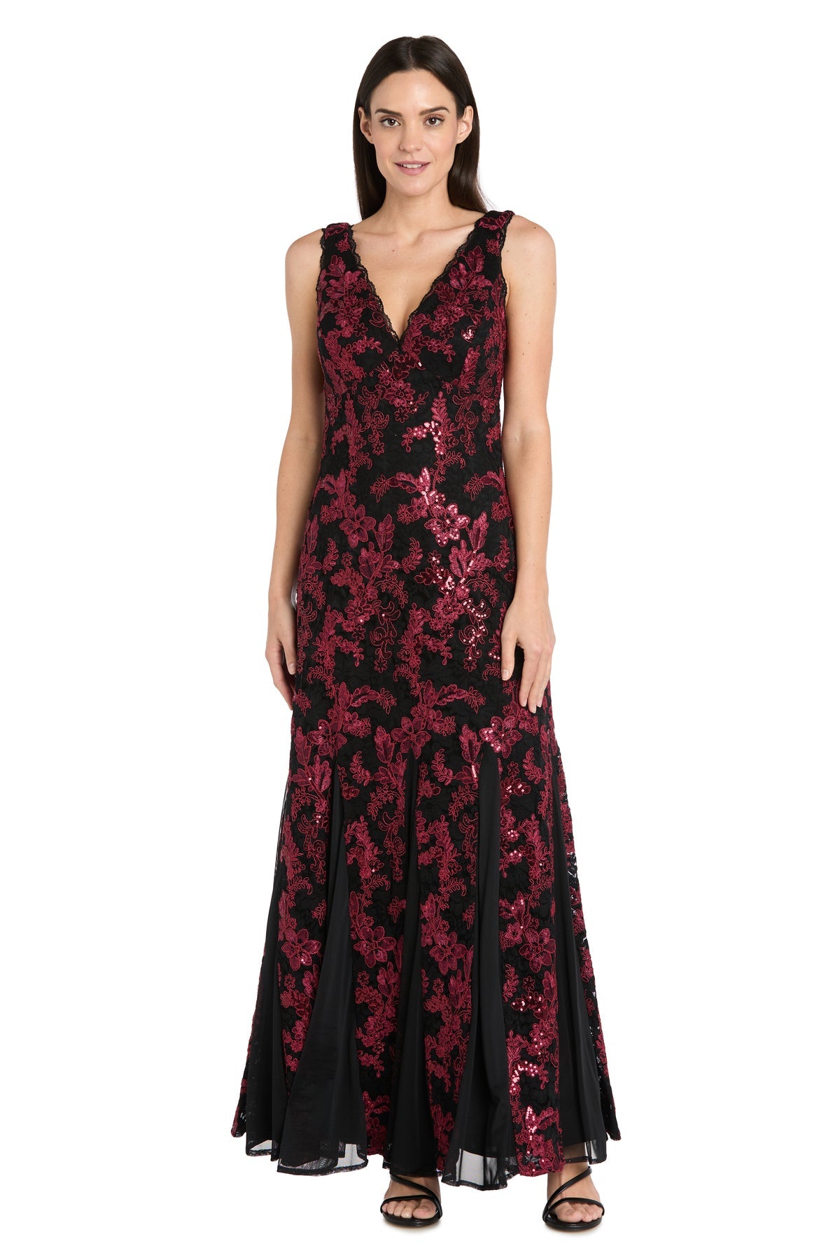 Prom Dresses Formal Long Lace Fitted Prom Dress Black/Wine