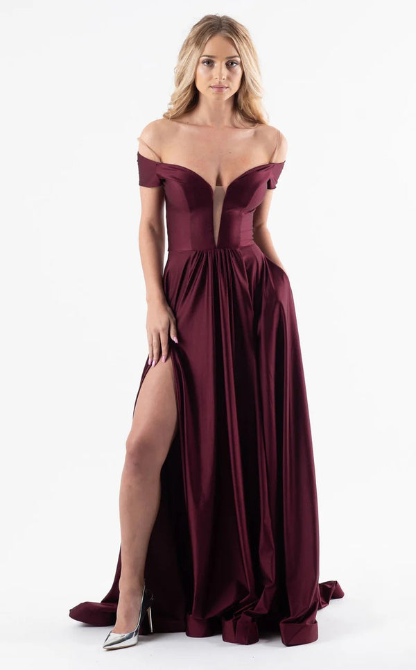 Jessica Angel 381 Long Formal A Line Slit Evening Prom Dress