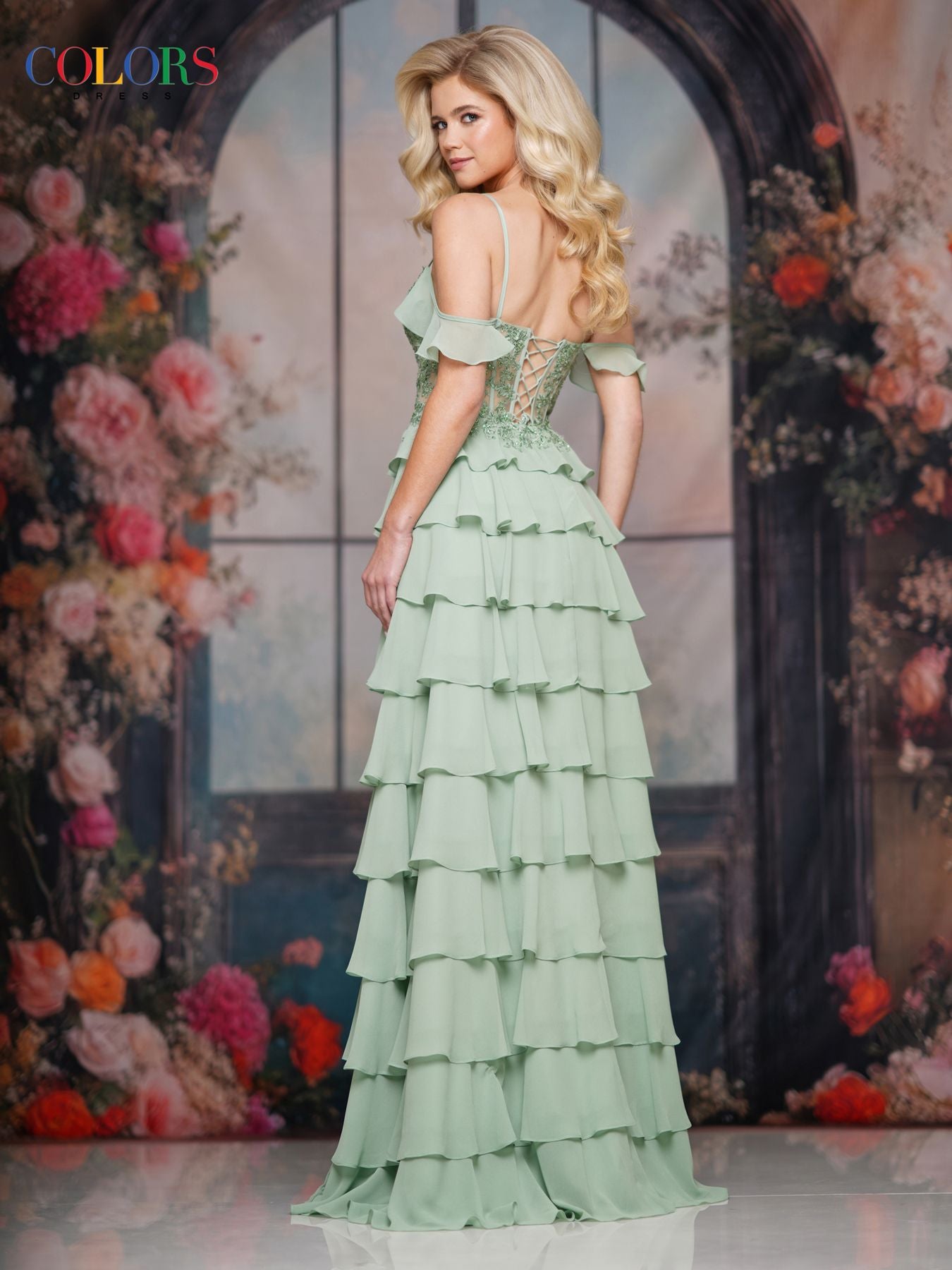Prom Dresses Long Formal Ruffle Beaded Prom Dress Sage