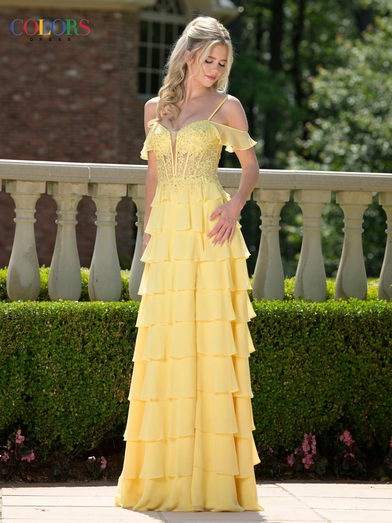 Prom Dresses Long Formal Ruffle Beaded Prom Dress Yellow