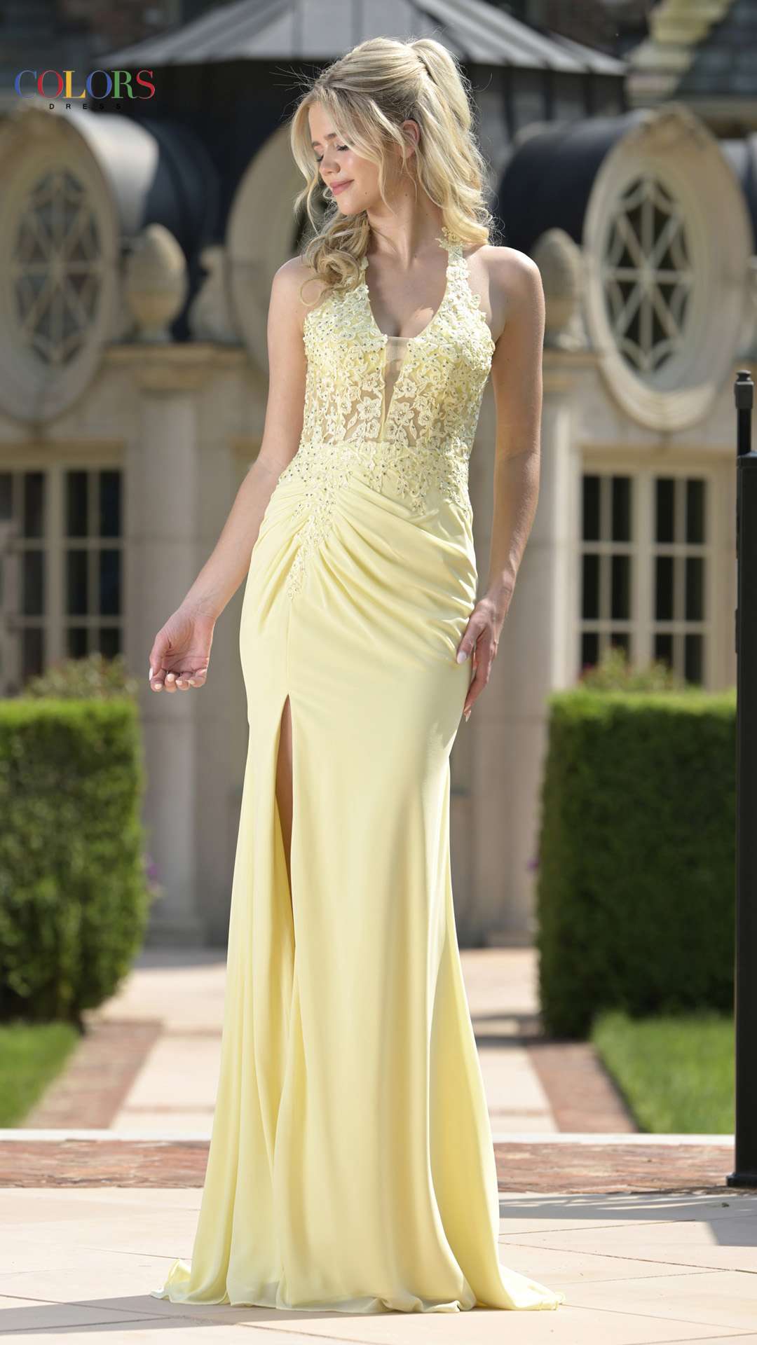 Prom Dresses Long Formal Lace 3D Floral Mermaid Prom Dress Light Yellow
