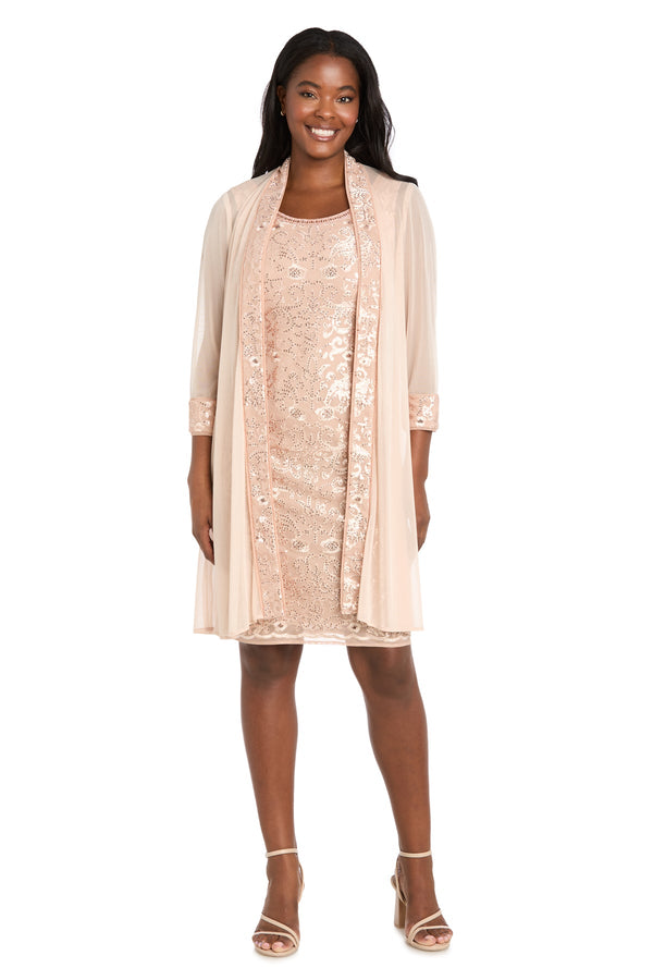 Scoop Knee-Length Sequin Cocktail Jacket Dress by R&M Richards 3823