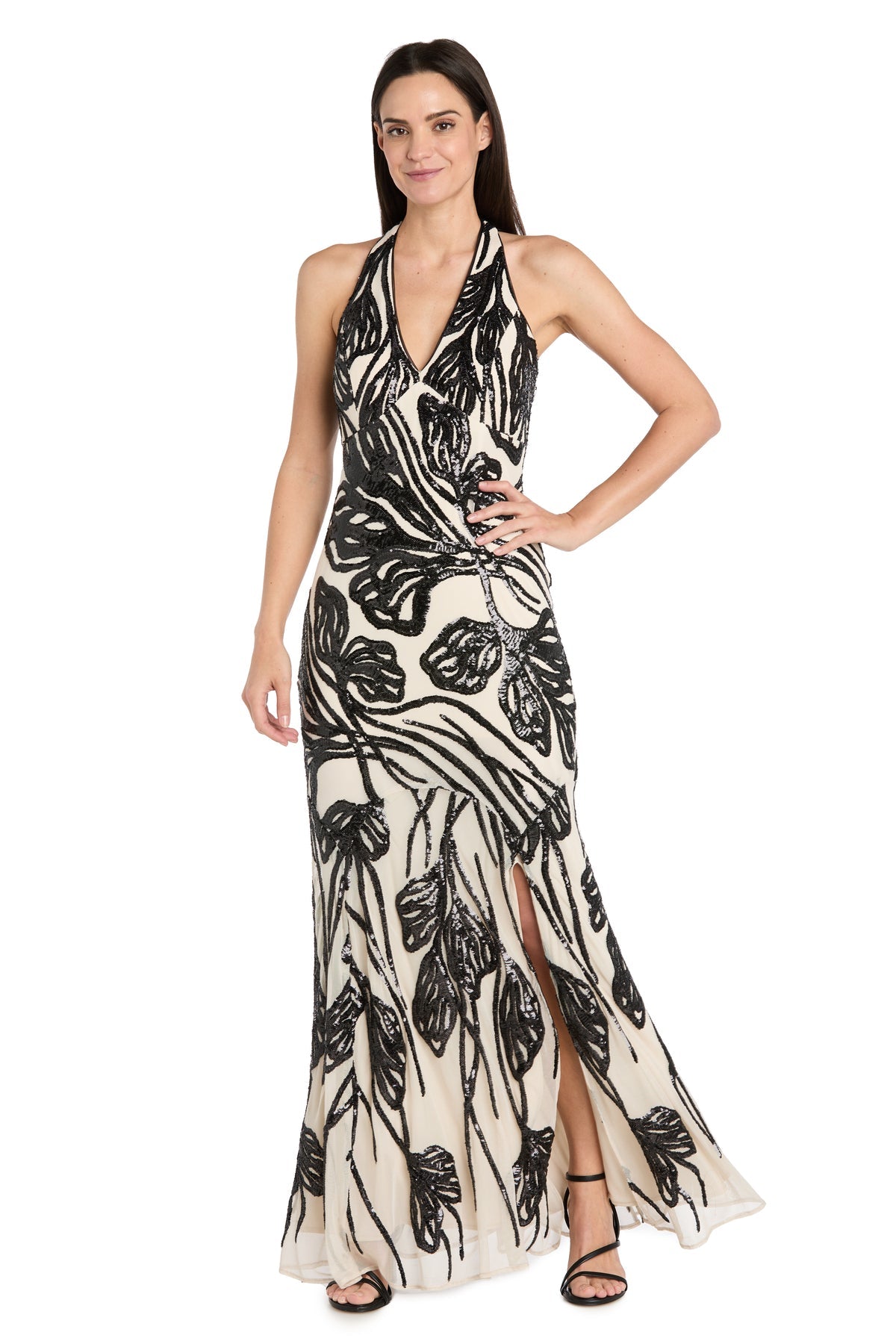 Prom Dresses Sequin Formal Long Prom Petite Dress Black/Champagne