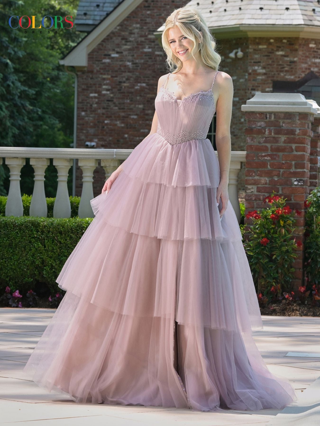 Prom Dresses A Line Beaded Long Formal Prom Dress Dusty Rose