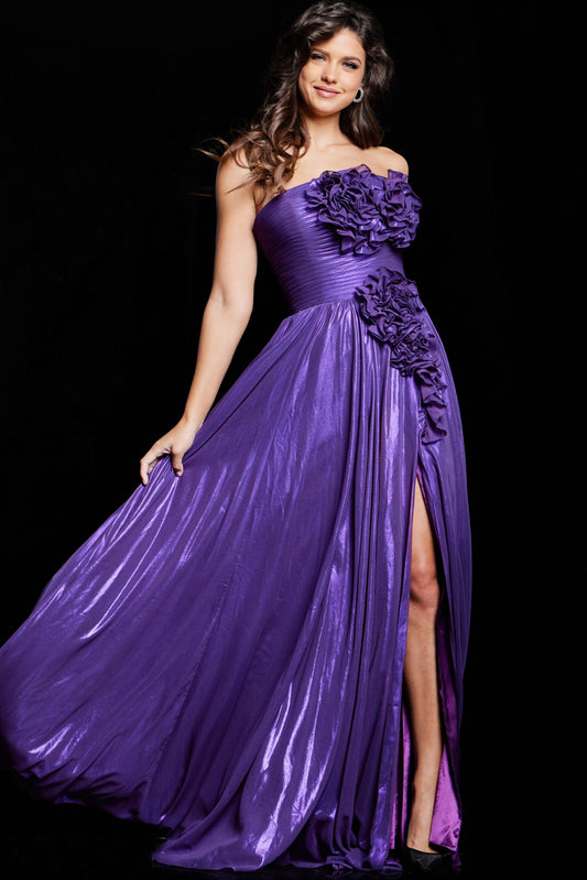 Formal Dresses A Line Formal Long Pleated Evening Prom Dress Purple