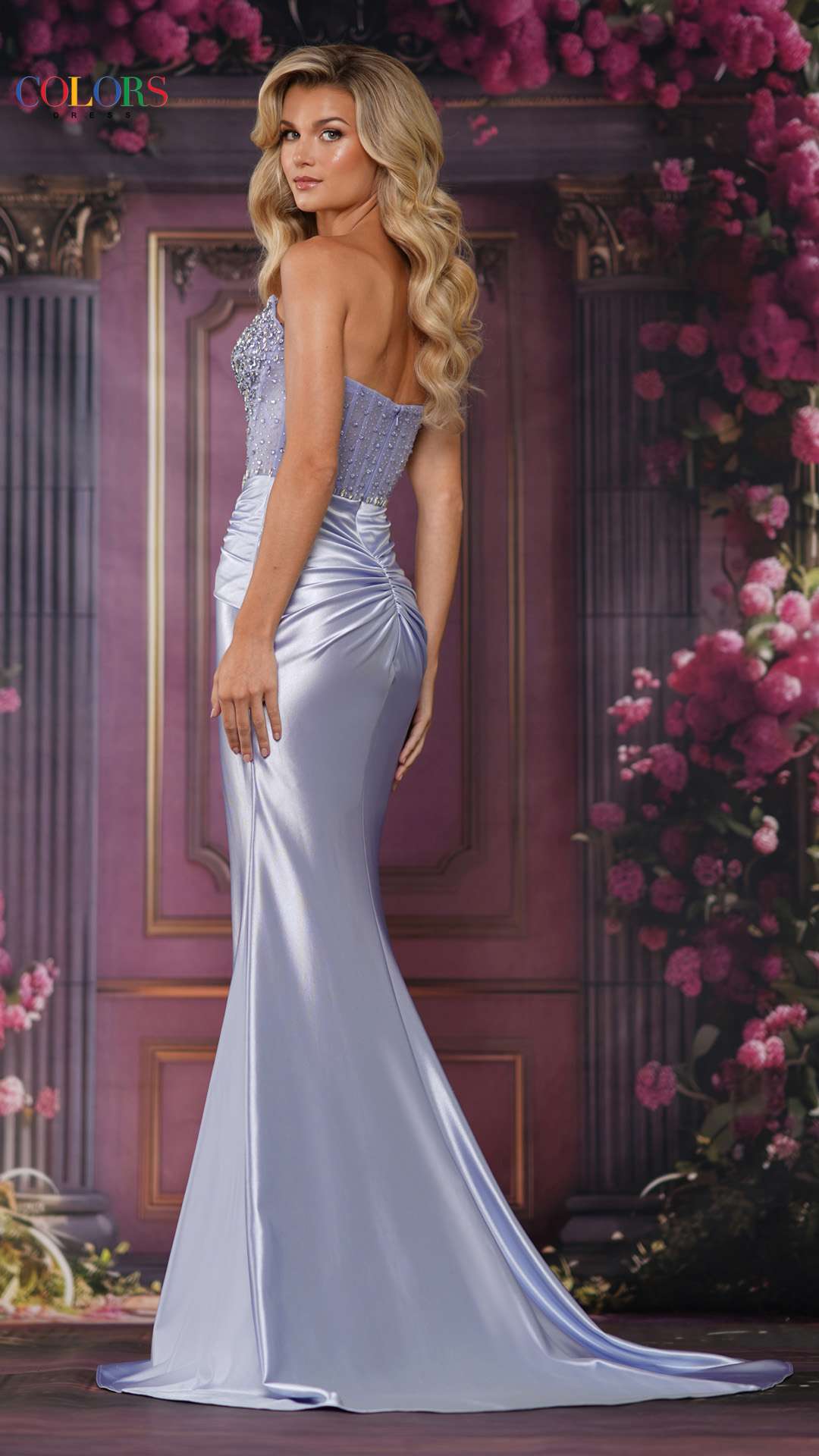 Prom Dresses Long Formal Mermaid Beaded Glitter Prom Dress Blue Lavender