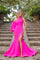 Prom Dresses Formal Beaded Cuff Prom Long Mermaid Dress Hot Pink