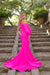 Prom Dresses Formal Beaded Cuff Prom Long Mermaid Dress Hot Pink