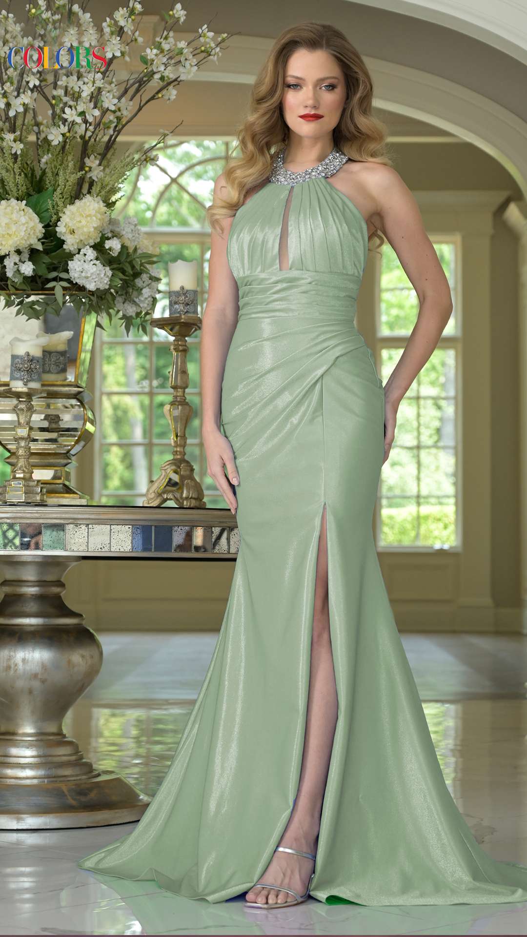 Prom Dresses Long Formal Beaded Mermaid Prom Dress Sage