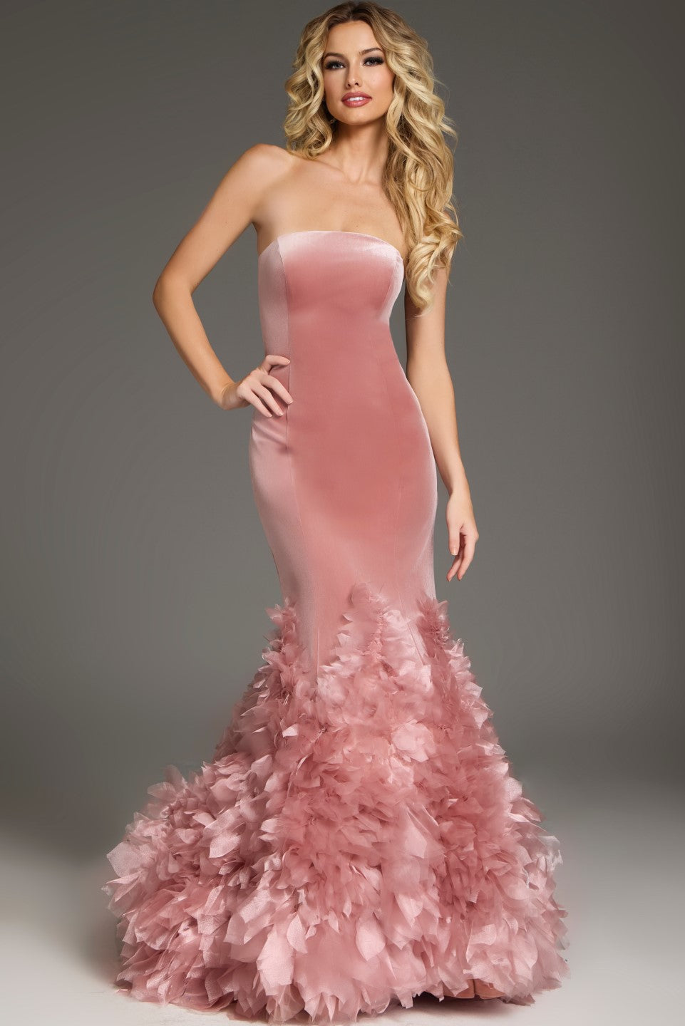 Formal Dresses Long Mermaid Formal Velvet Evening Prom Dress Rose