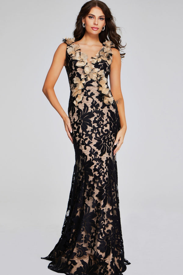 Jovani 38497 Lace Fitted Formal Long Mermaid Evening Dress
