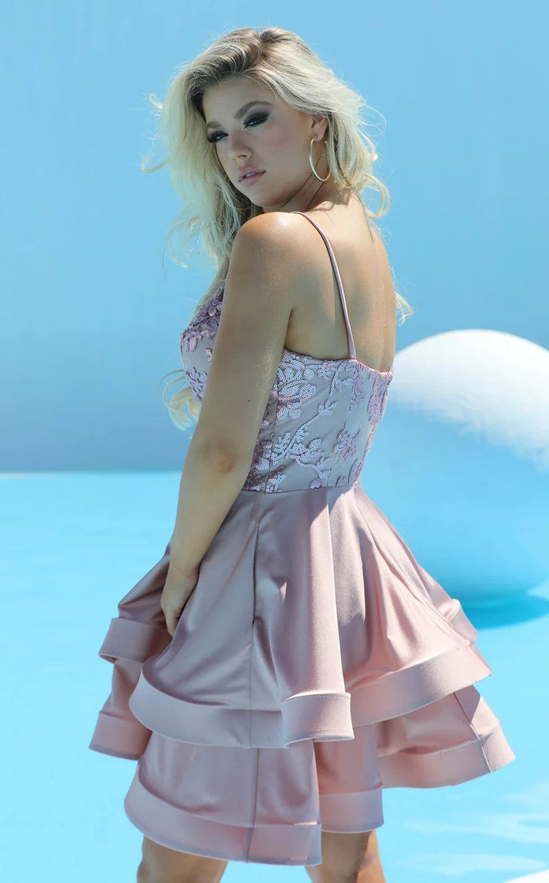 Jessica Angel 384 Short A Line Homecoming Tiered Cocktail Dress
