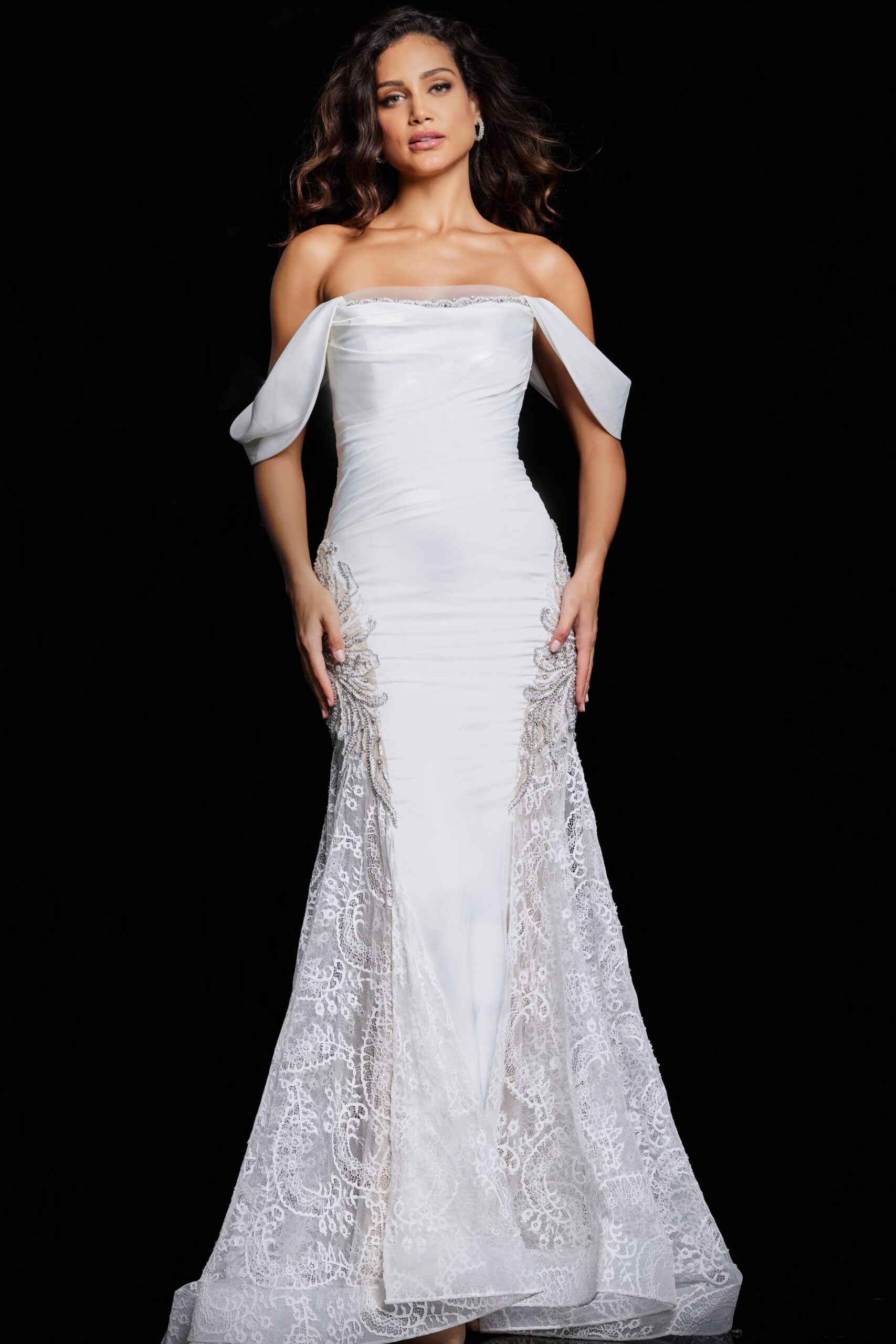 Prom Dresses Long Beaded Formal Evening mermaid Dress Ivory