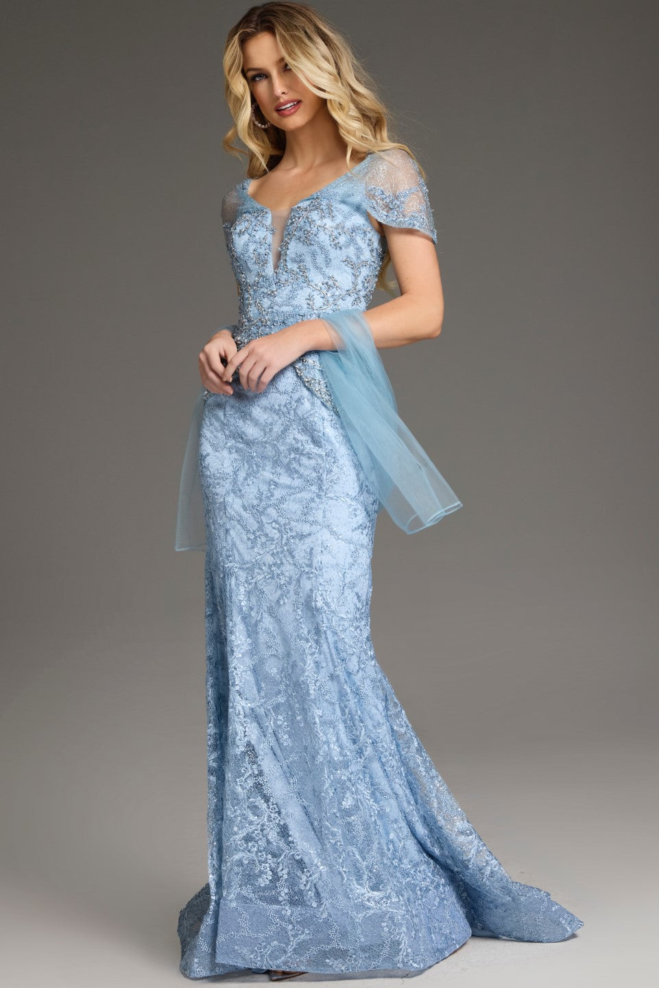 Jovani 38514 Long Formal A Line Evening Lace Dress