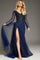 Formal Dresses Long Sleeve Beaded Formal Evening Dress Navy
