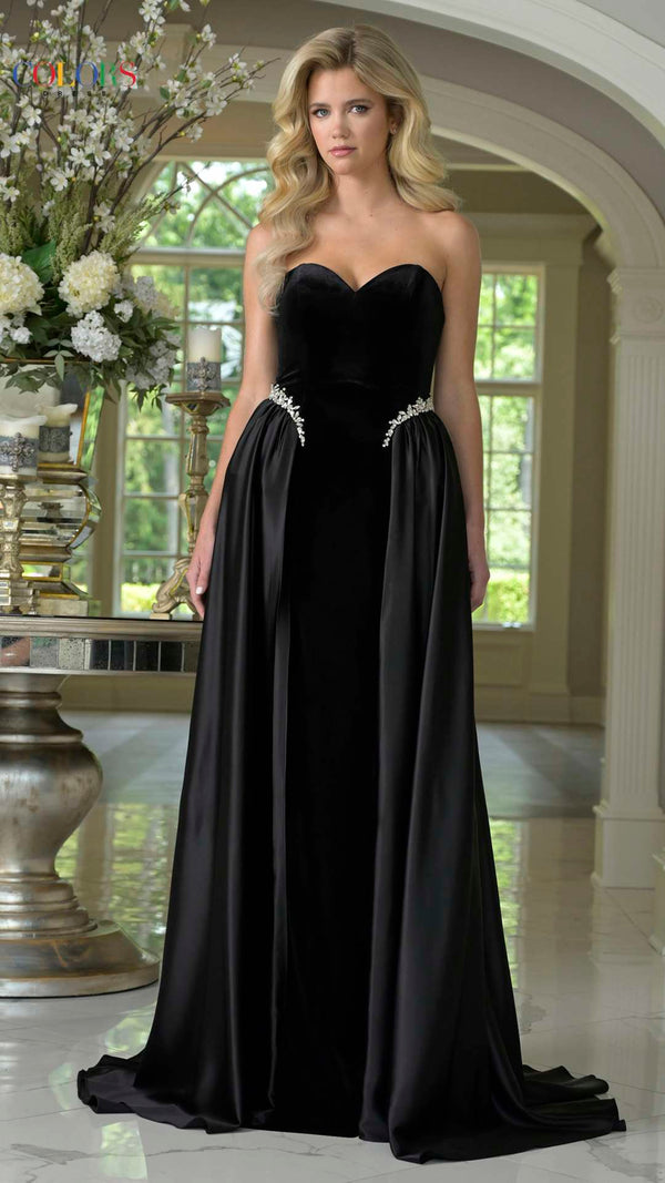 Colors 3861 Velvet Ball Gown Long Formal Prom Dress