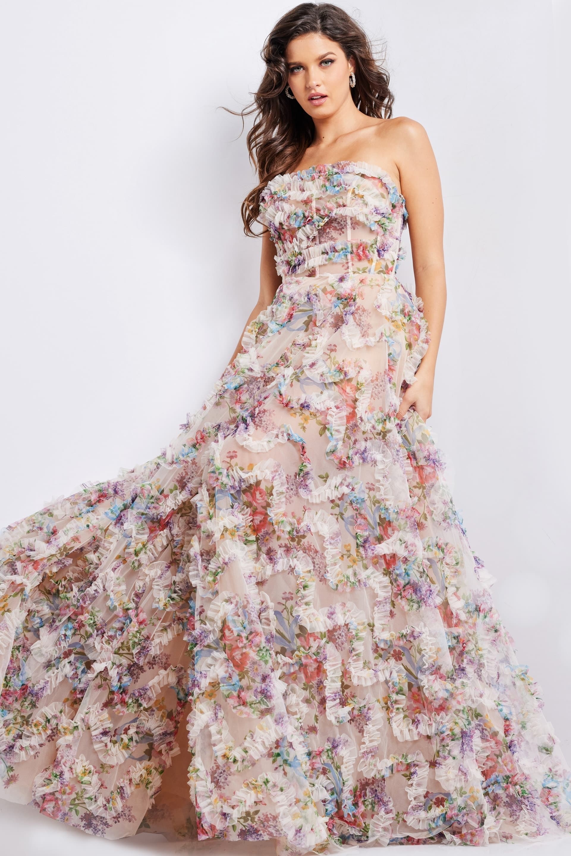 Jovani 38650 Long Formal Print Prom Dress