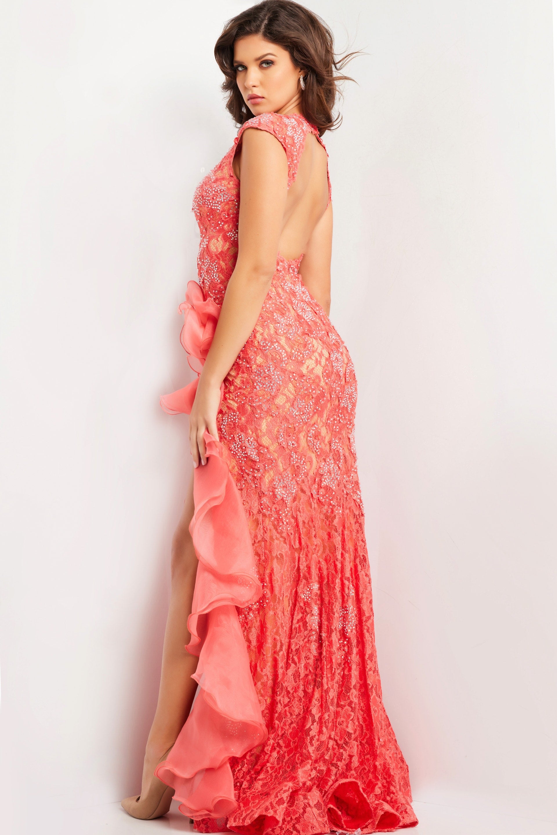 Jovani 38668 High Slit Long Prom Formal Dress