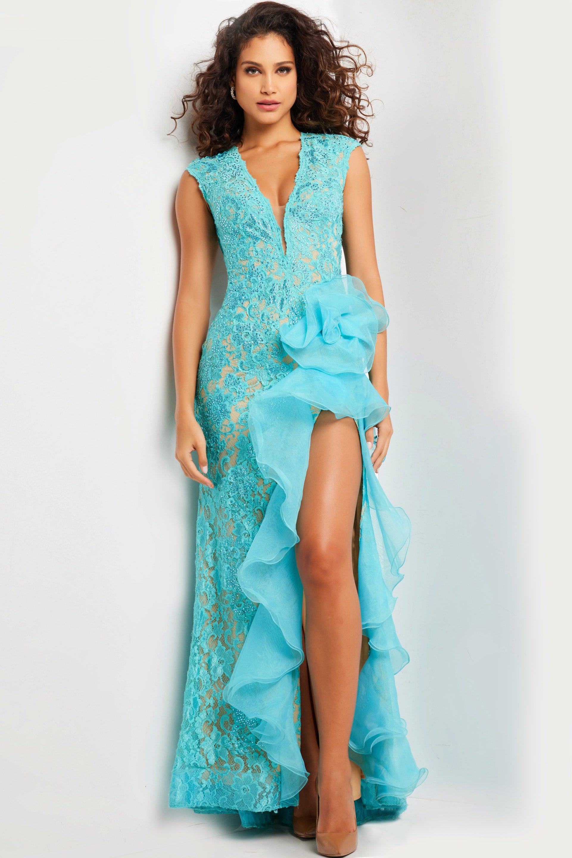 Formal Dresses High Slit Long Prom Formal Dress Turquoise
