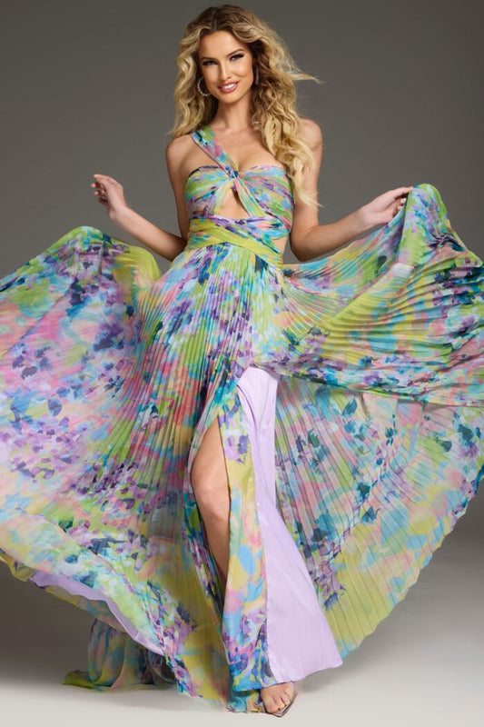 Prom Dresses Floral Long Pleated Formal Prom Dress Print