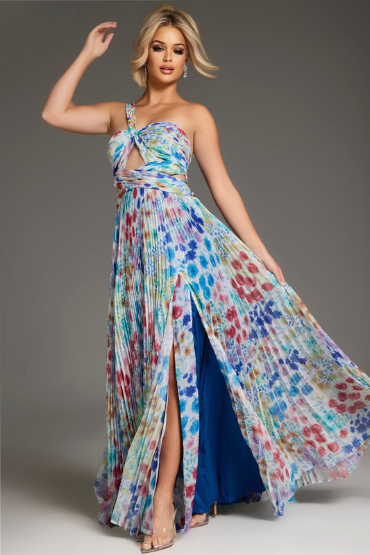 Prom Dresses Long Formal Pleated Floral Print Prom Dress Print