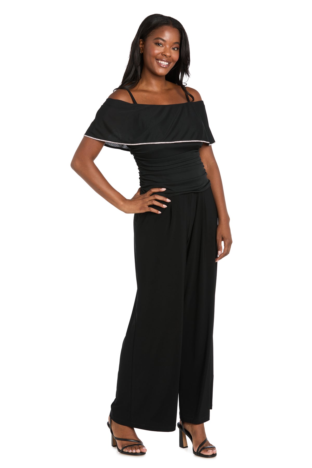 Jumpsuit Long Formal Pleated Jumpsuit R&M Richards 3871 Black