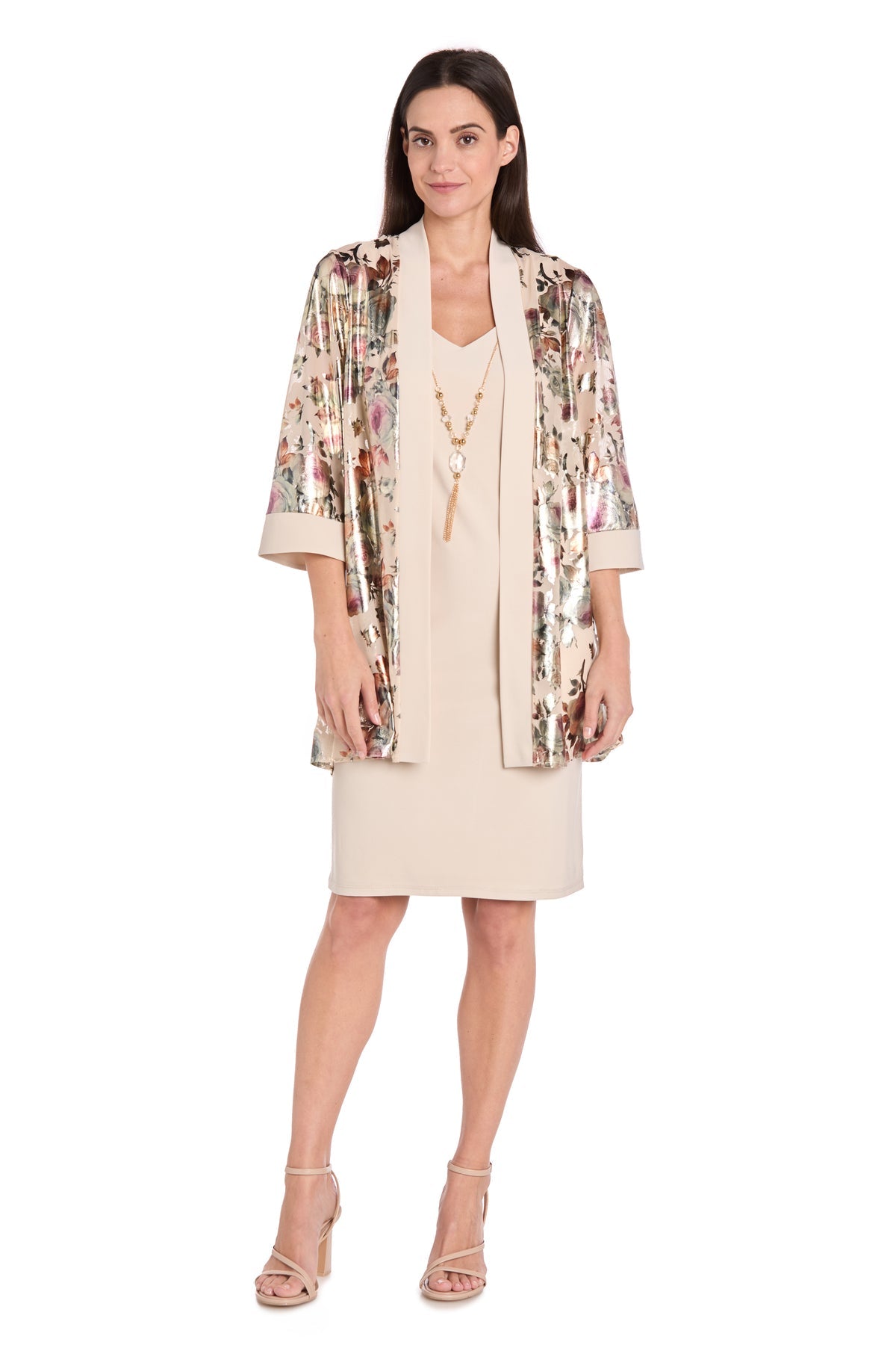 Cocktail Dresses Short Print Mini Cocktail Dress R&M Richards 3872 Champagne/Rose