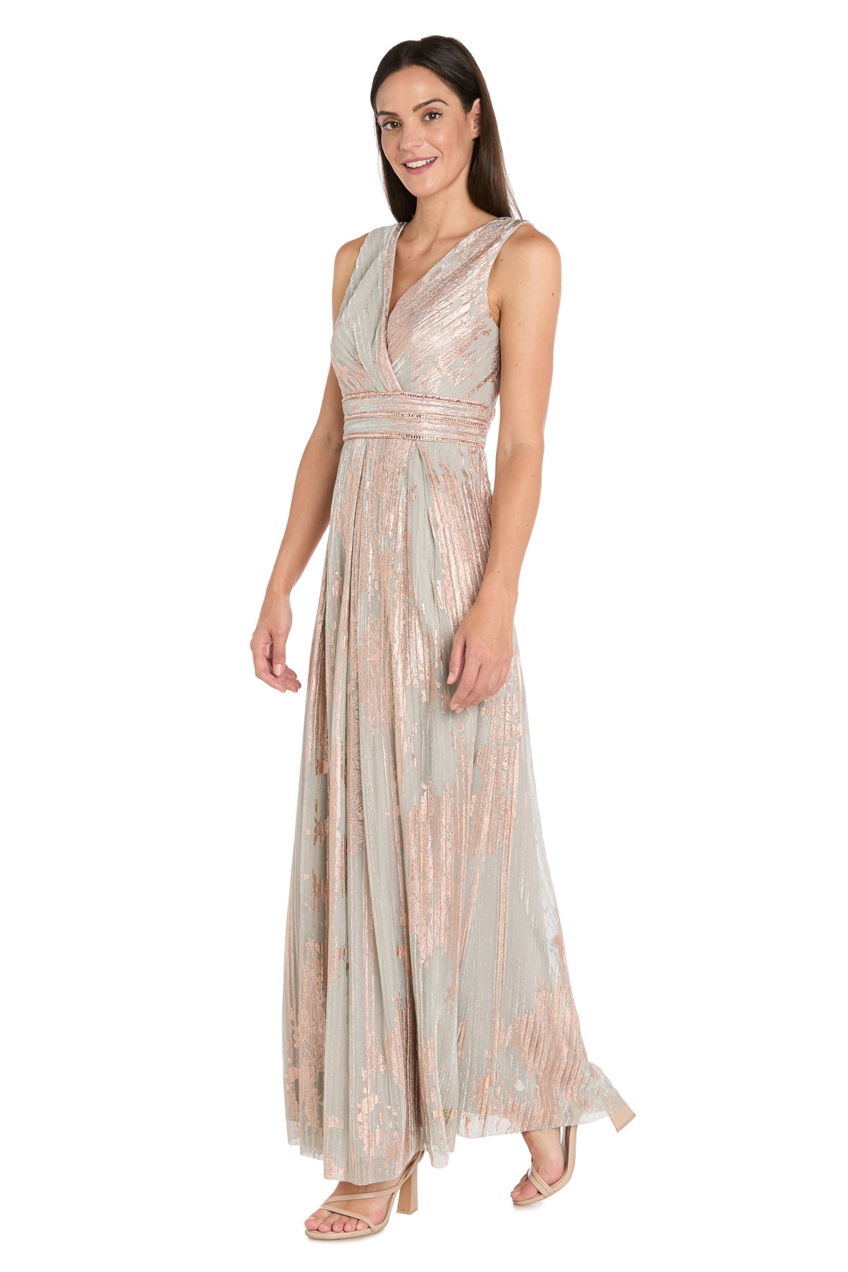 Formal Dresses Long Floral Print Prom Formal Dress Rose Gold