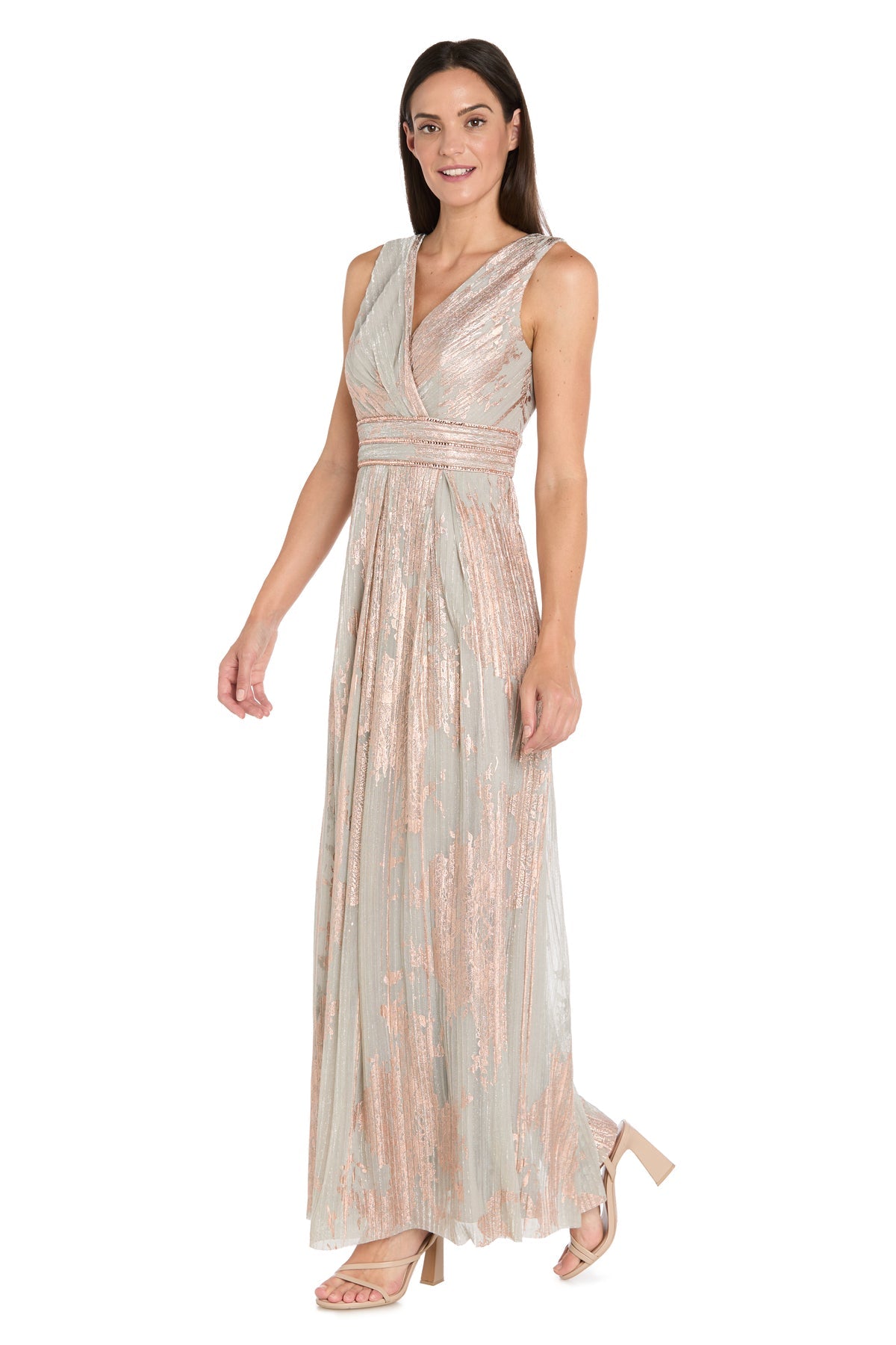 Formal Dresses Long Floral Print Prom Formal Dress Rose Gold