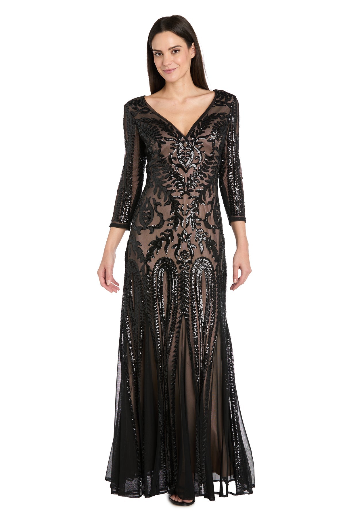 Mother of the Bride Dresses Long Sleeve Formal Mother of the Bride Dress Black/Nude