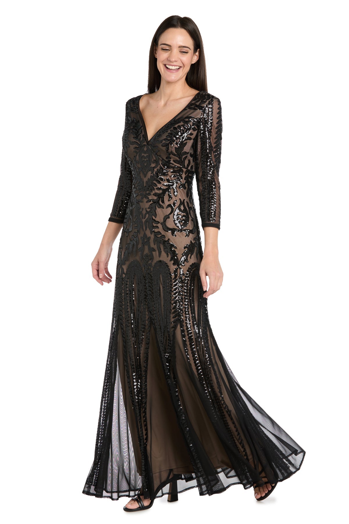 Mother of the Bride Dresses Long Sleeve Formal Mother of the Bride Dress Black/Nude