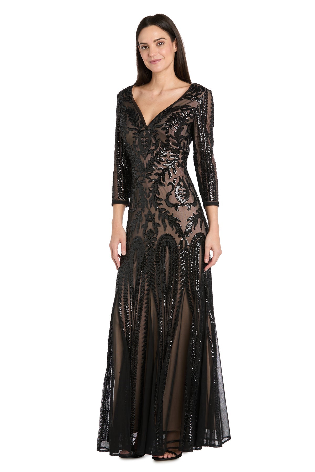 Mother of the Bride Dresses Long Sleeve Formal Mother of the Bride Dress Black/Nude