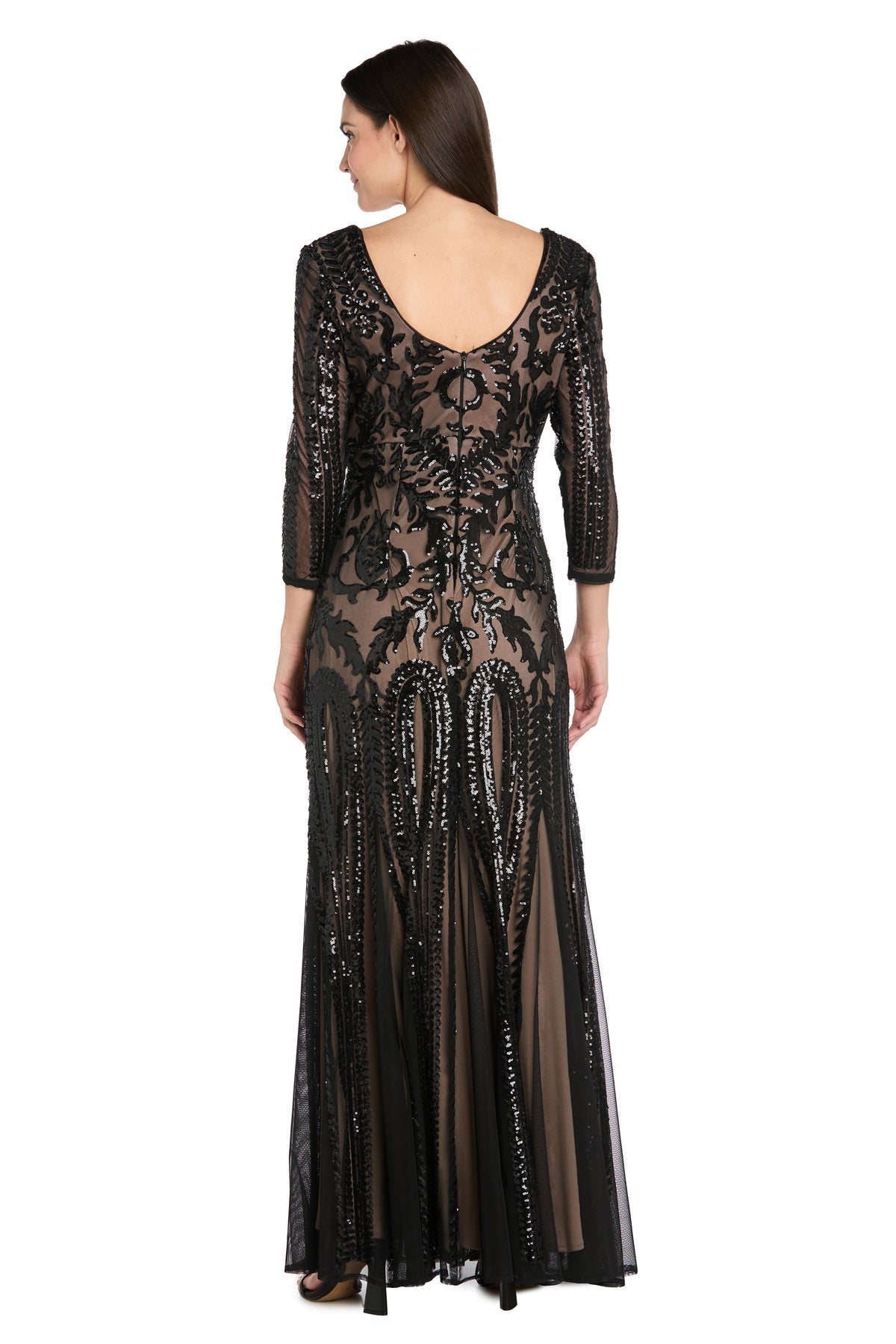Mother of the Bride Dresses Long Sleeve Formal Mother of the Bride Dress Black/Nude