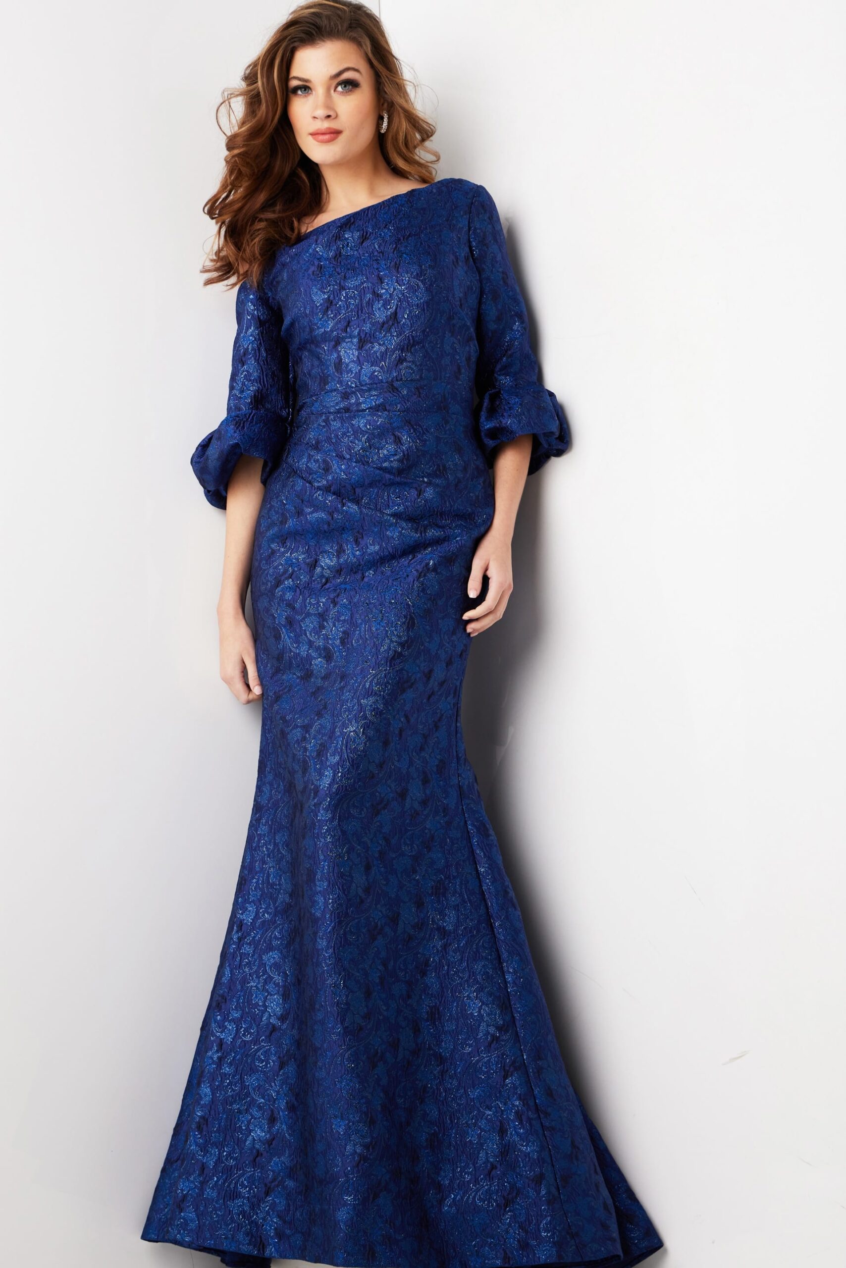 Formal Dresses Long Beaded Mother of the Bride Formal Lace Dress Navy