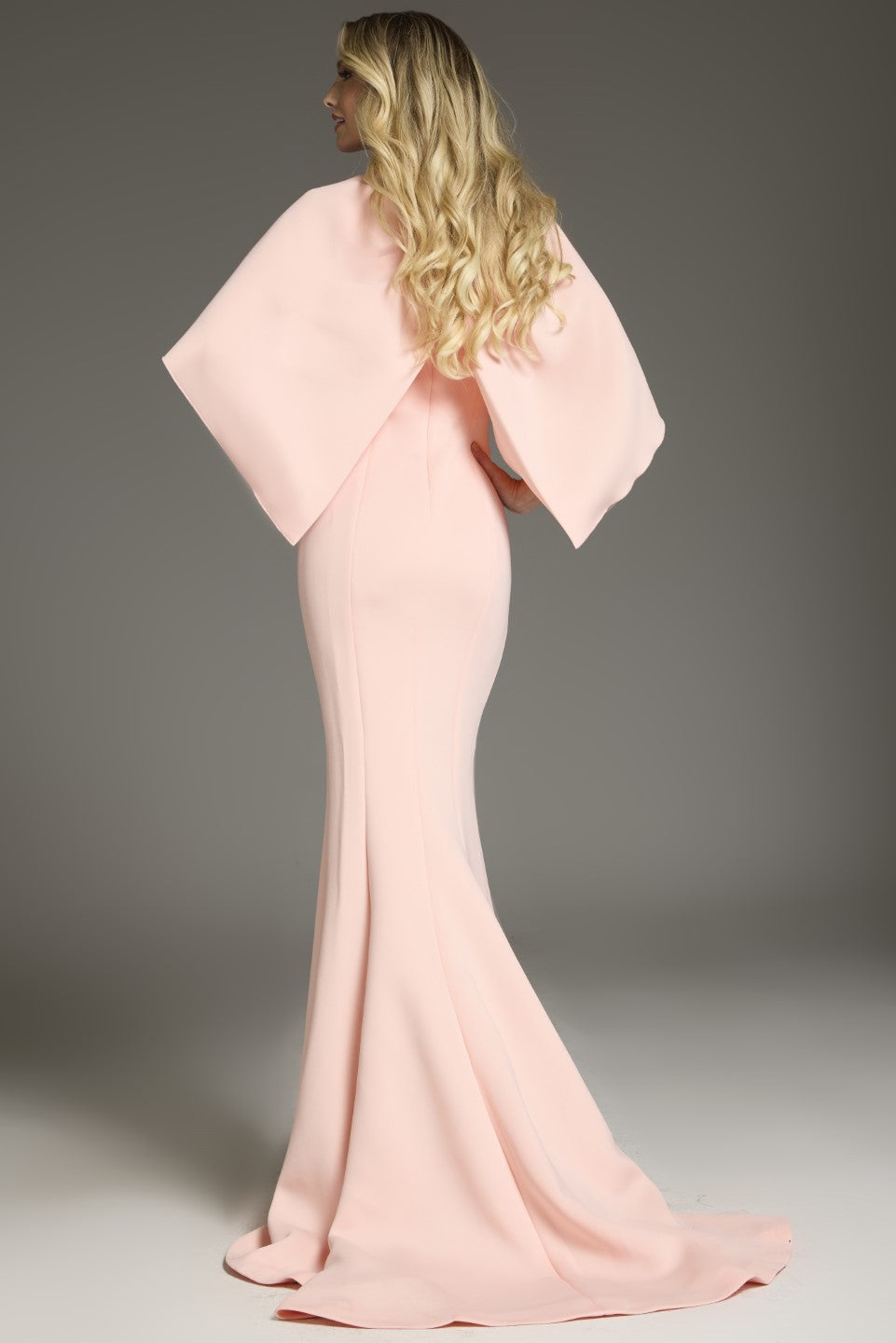 Formal Dresses Long Mermaid Formal Cape Sleeve Evening Dress Blush
