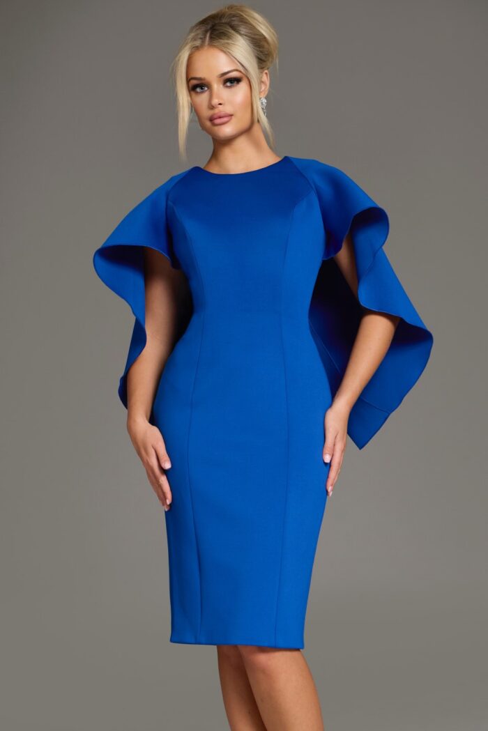 Cocktail Dresses Short Flutter Sleeve Cocktail Dress Royal