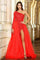 Prom Dresses Long Beaded Formal Prom Slit Dress Red