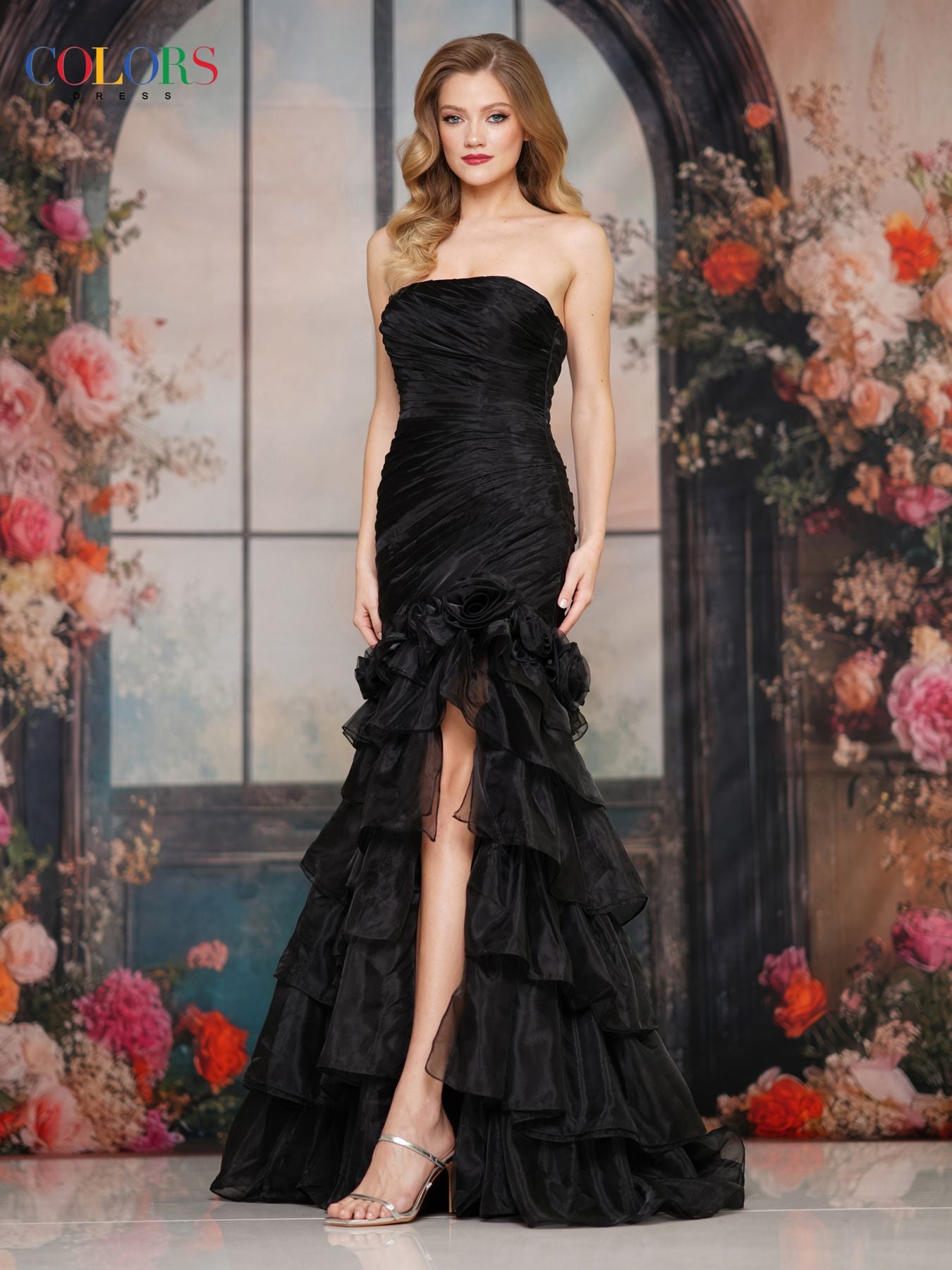Prom Dresses 3D Floral Mermaid Long Formal Prom Dress Black