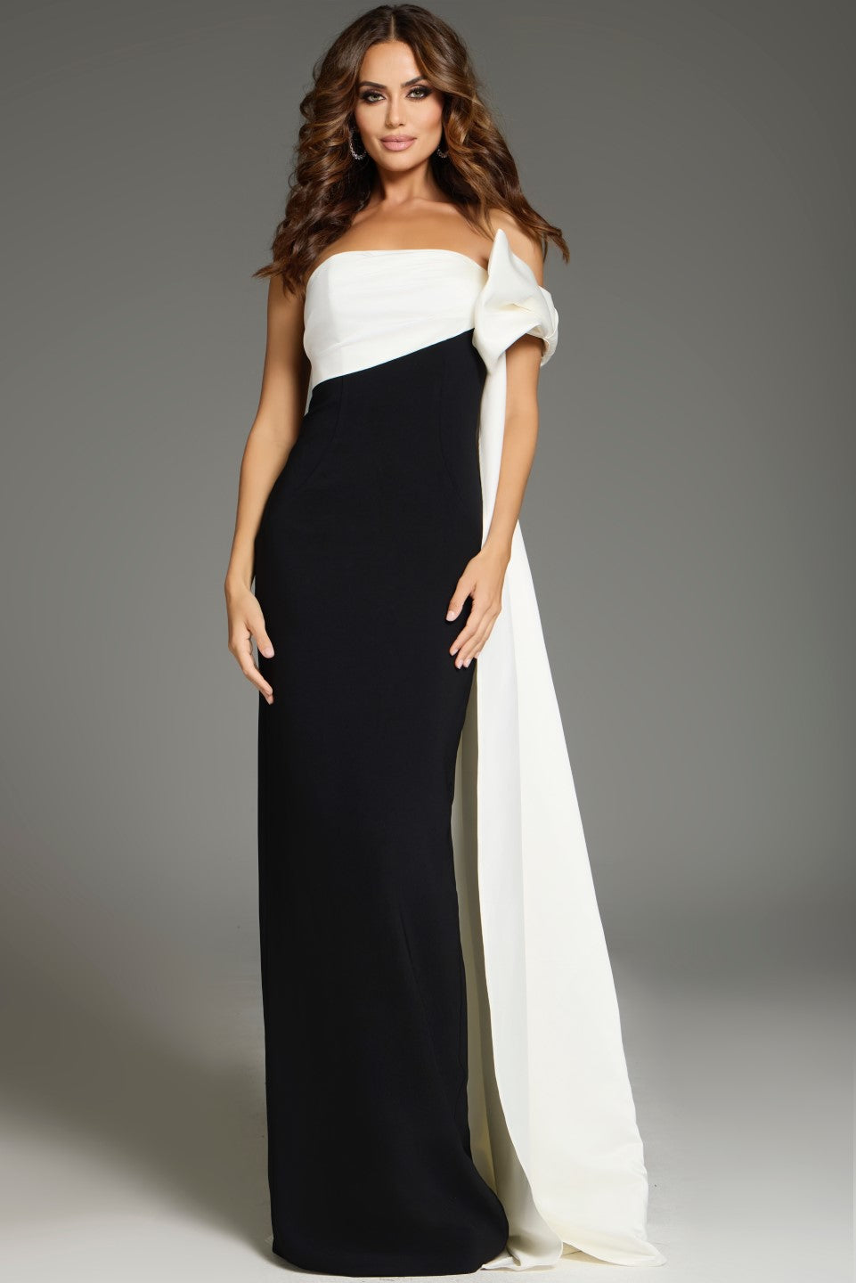 Jovani 38864 Long Cape Sleeve Formal Fitted Evening Dress
