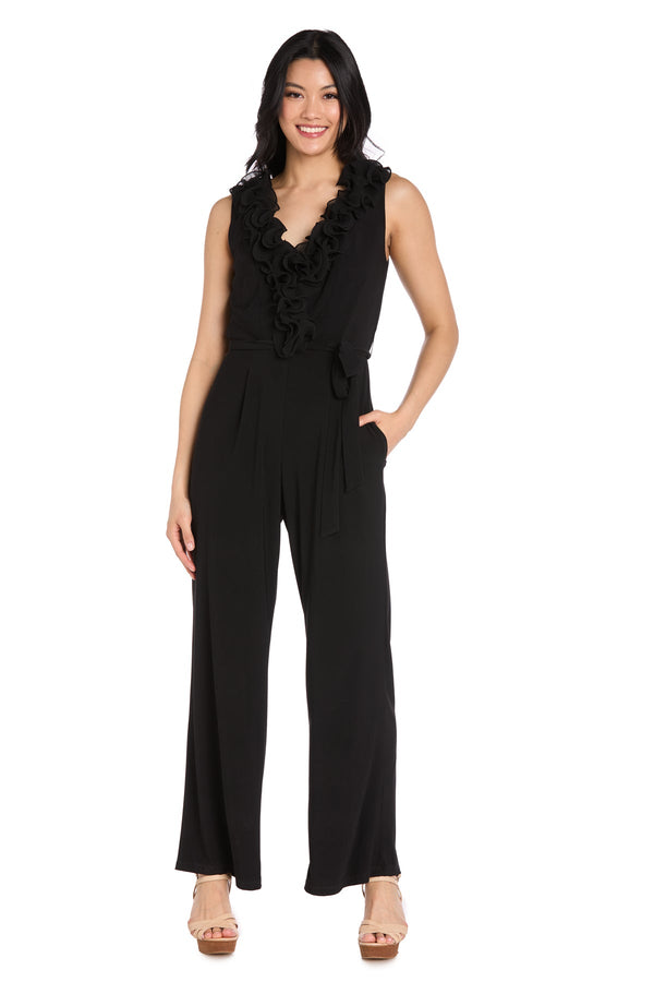 V-Neck Floor-Length Jersey Formal Sheath Column R&M Richards 3886