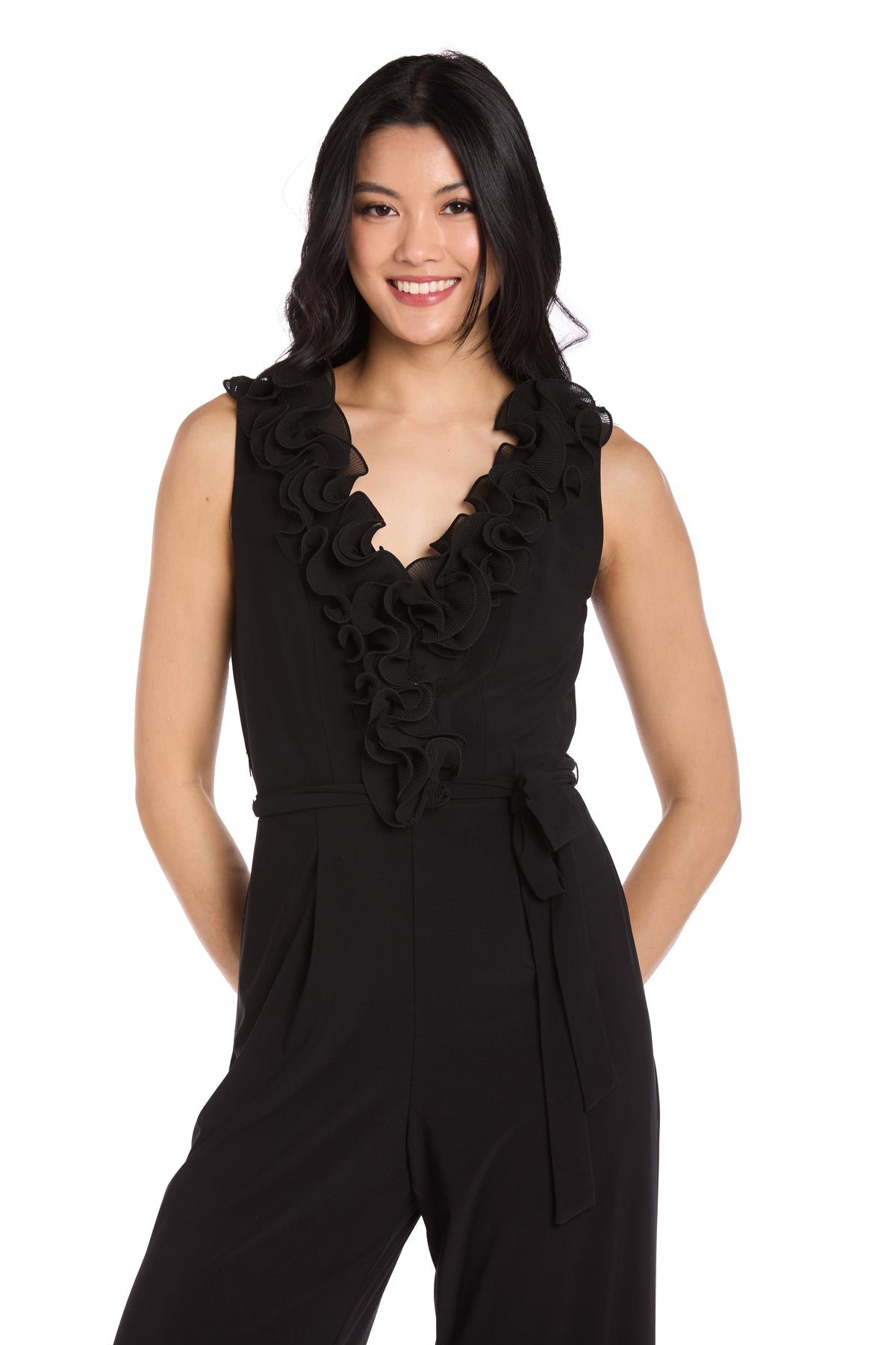 V-Neck Floor-Length Jersey Formal Sheath/Column R&M Richards 3886