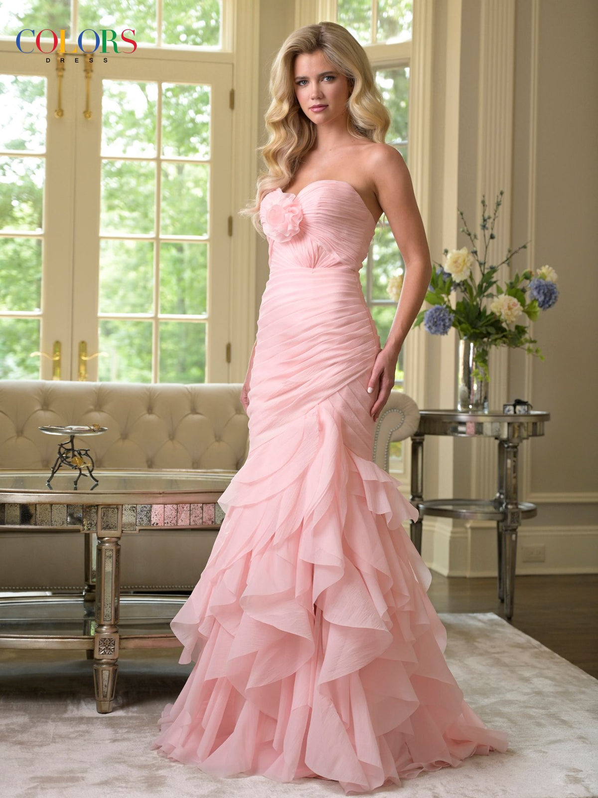 Prom Dresses Long Ruffle Formal Mermaid Prom Dress Blush